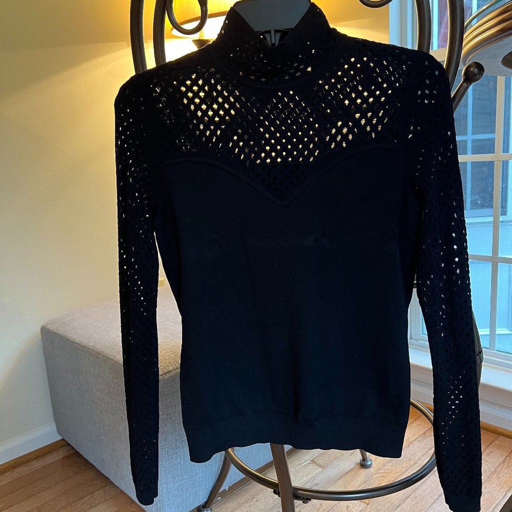 Diane Von Furstenberg Black fitted top with cut-out accents